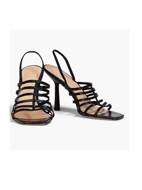 VERONICA BEARD
Aldridge snake-effect leather slingback sandals black size 8 $375